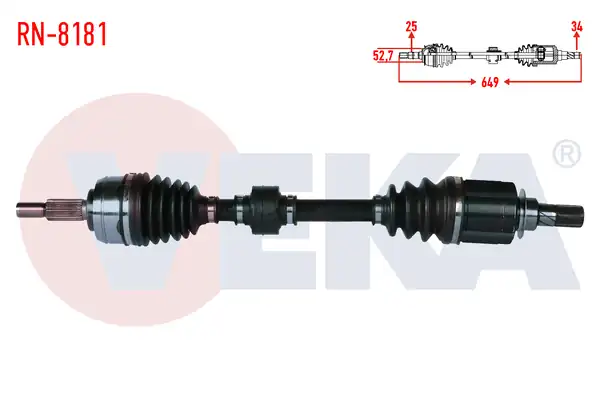 Veka RN 8181 Komple Aks Sol Ön Uzunluk 694mm Renault Megane IV Bva6 1 5 dCi Euro 6 6 A T Snz Dc4 2016