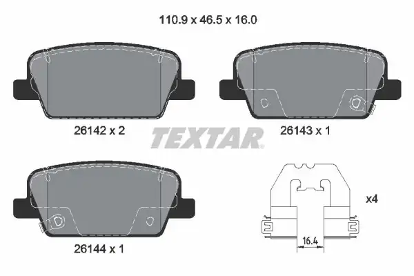 TEXTAR 2614201 | Fren Balatası Arka Santafe Dizel 2018 2020