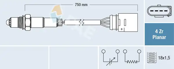 FAE 77906 | Lambda Sensörü Vag A3 A4 A6 A8 Bo1 Go4 Cad2 Pas 98