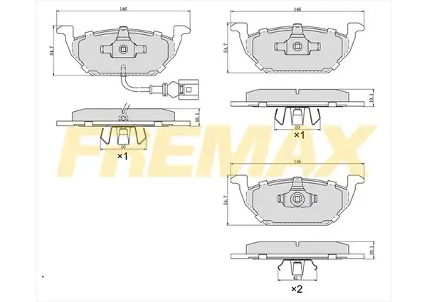 FREMAX FBP-1070-01 | Ön Fren Balatası (Corbon Formül) VW Golf4-Golf5-Jetta-Bora-Polo-A3-Leon (Fişli)