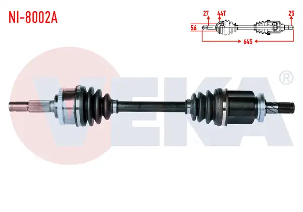 Veka Ni 8002a Komple Aks Sol Ön Nissan Primera P11 1 8i 16v ABS li 44 Dış Uzunluk 645mm 1996 2001