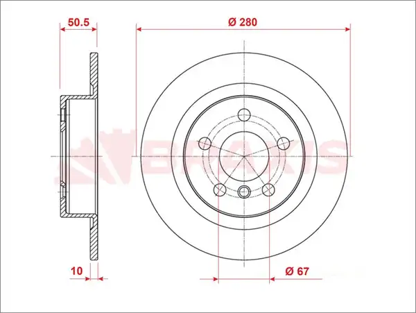 BRAXIS AE0959 | Arka Fren Diski Bmw F45 F46 F48 F39 Mini Cooper F54 F56 F60 14 1947536