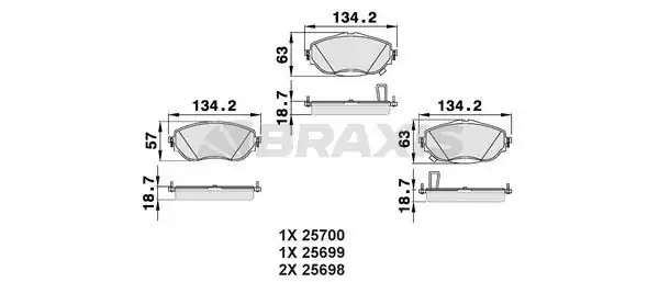 BRAXIS AB0493 | Ön Fren Balatası Toyota Corolla 2013 Auris 2012 1 33 1 6 Benzinli 1 4 D4d Dizel