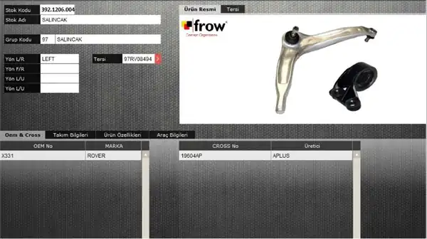 FROW ALTTAKIM 3921206004 | Salıncak Sol Rover 75 Alüminyum Burç Ile Kit