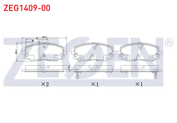 ZEGEN ZEG1409-00 | Fren Balata Ikazlı On Hyundai i20 (Pb,Pbt) 1.2 D-Cvvt 2008-2015 / i20 (Pb,Pbt) 1.4 CRDI 2008-2015 / i20 (Pb,Pbt) 1.4 Cvvt 2008-2015
