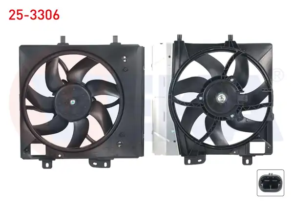 VEKA 25-3306 | Fan Motoru Su Radyatörü Davlumbazlı Tekli Fanlı (100 Watt) Citroen C-Elysee 1.6 HDI 2012 -