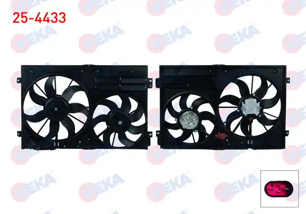VEKA 25-4433 | Fan Motoru Su Klima Davlumbazlı Çiftli Kasa 460mm Pencereli Volkswagen Golf V 1k1 1 4i 2003 2009