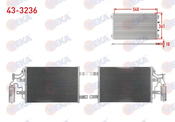 VEKA 43-3236 | Klima Radyatörü Opel Meriva A Mpv 2003 1 6 Turbo 1 3 1 7 CDTI
