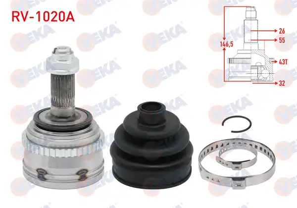 Veka Rv 1020a Aks Kafası Sol Sağ Ön Dış Rover 400 Rt 420 T ABS li 43 Dış 26x32x55 Uzunluk 146 5 mm 1995 2000