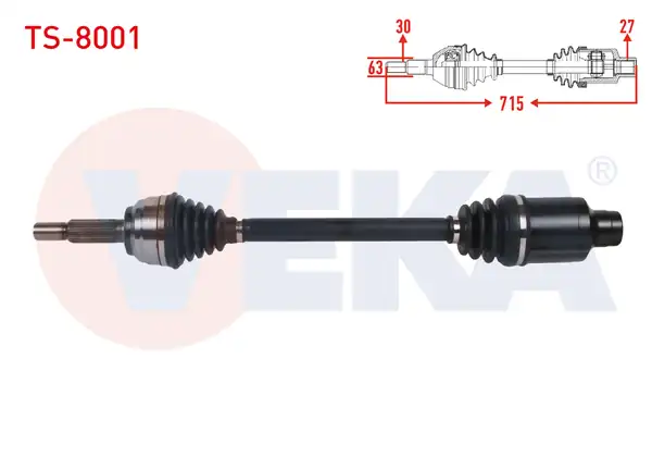 Veka Ts 8001 Komple Aks Sağ Ön Uzunluk 713mm Tesla Model S 2012