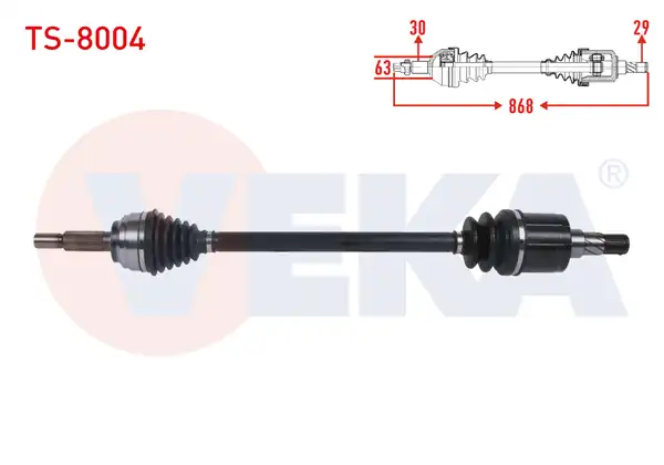 Veka Ts 8004 Komple Aks Sol Sağ Arka Uzunluk 868mm Tesla Model S 2012 Model X 2012
