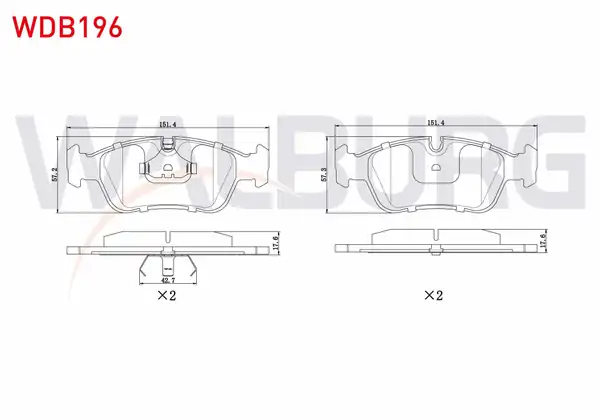 WALBURG WDB196 | Fren Balata Ön Bmw 3 Serisi E36 316 İ 17 50mm 1990 1998