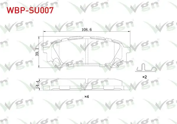 WGN WBP-SU007 | Fren Balata Arka Subaru Impreza (Gd, Gg) 2.0İ 2000-2007 / Forester (Sg) 2002-2007