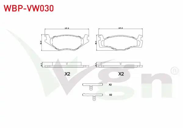 WGN Wbp Vw030 Fren Balata Ön Volkswagen Golf II 19e 1g1 1 3 1983 1992 Golf II 19e 1g1 1 6 1983 1992