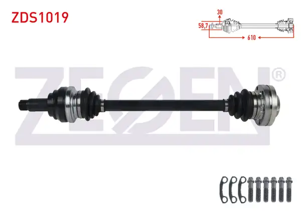 ZEGEN ZDS1019 | Komple Aks Sol Arka Uzunluk 610mm Bmw 320 D E90 2005 2011