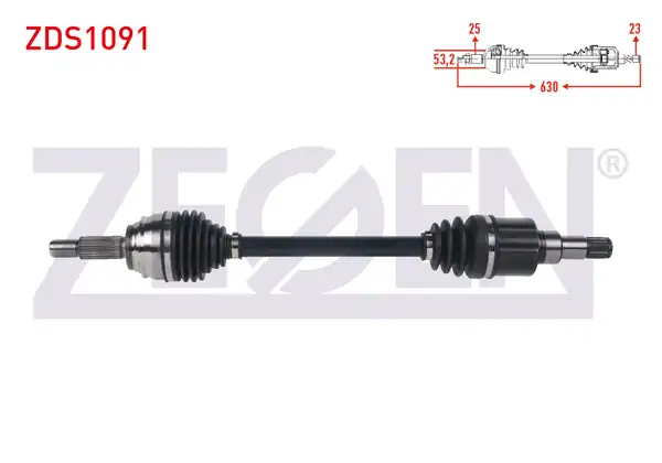 ZEGEN ZDS1091 | Komple Aks Sol Ön Uzuznluk 630mm Ford Fiesta VII 1 5 TDCI M T 6 İleri 2017