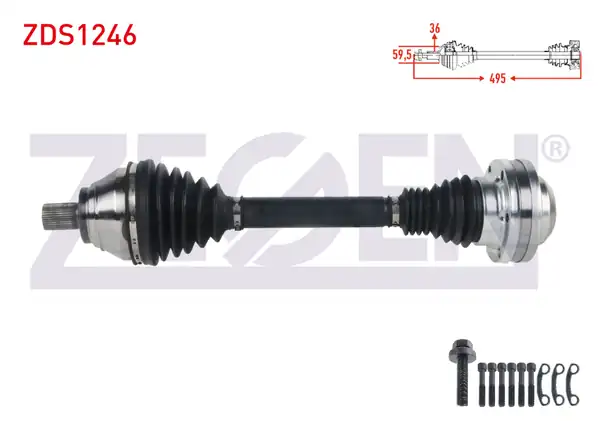 ZEGEN ZDS1246 | Komple Aks Sol Ön Uzunluk 495mm Volkswagen Golf V