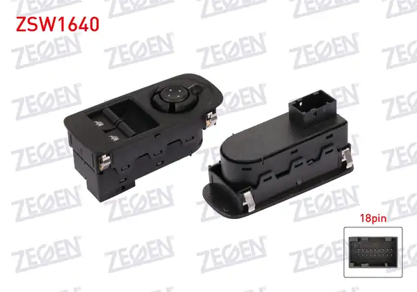 ZEGEN ZSW1640 | Cam Açma Anahtar Grup Ayna Ayarlı Çerçeveli 18 Pin Alfa Romeo Mıto 2008