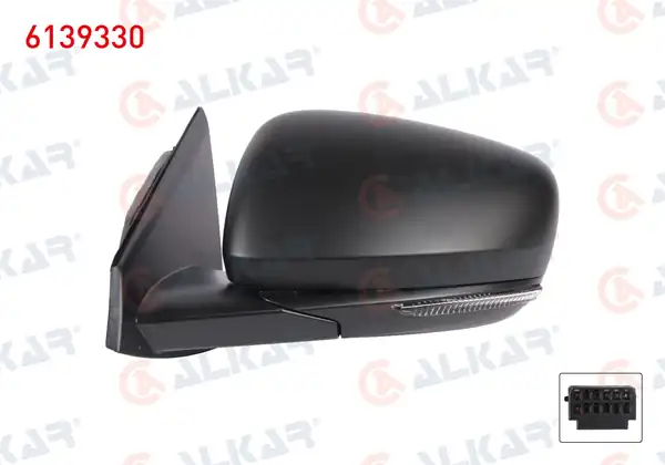 ALKAR 6139330 | Dış Dikiz Aynası Sol Elektrikli Isıtmalı Asferık Astarlı Sinyalli 7 Pin Renault Kadjar 2015