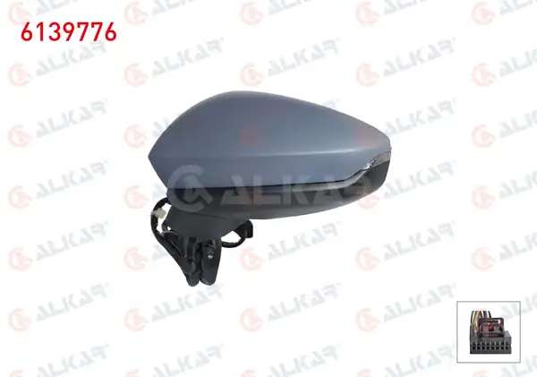 ALKAR 6139776 | Dış Dikiz Aynası Sol Elektrikli Asferık Isıtmalı Astarlı Sinyalli Ledli 6 Pin Audi A3 Sportback 2019