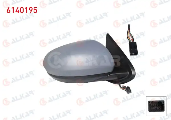 ALKAR 6140195 | Dış Dikiz Aynası Sağ Elektrikli Isıtmalı Astarlı Sensörlü 7 Pin Dacia Duster 2017