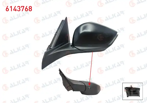 ALKAR 6143768 | Dış Dikiz Aynası Sol Elektrikli Isıtmalı Otomatik Katlanır Sinyalli Alt
