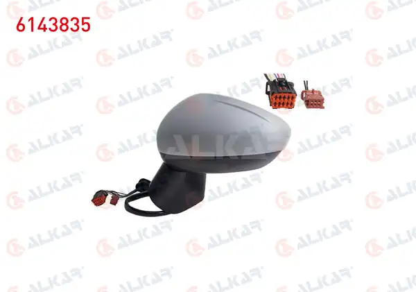 ALKAR 6143835 | Dış Dikiz Aynası Sol Elektrikli Isıtmalı Astarlı Otomatik Katlanır Kör Noktalı 7 2 Pin Opel Crossland X P17 2017