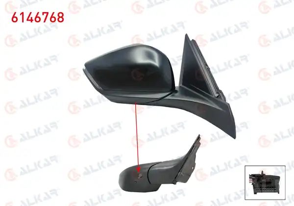 ALKAR 6146768 | Dış Dikiz Aynası Sağ Elektrikli Isıtmalı Otomatik Katlanır Sinyalli