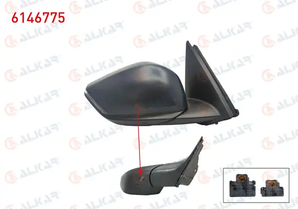 ALKAR 6146775 | Dış Dikiz Aynası Sağ Elektrikli Isıtmalı Astarlı Otomatik Katlanır