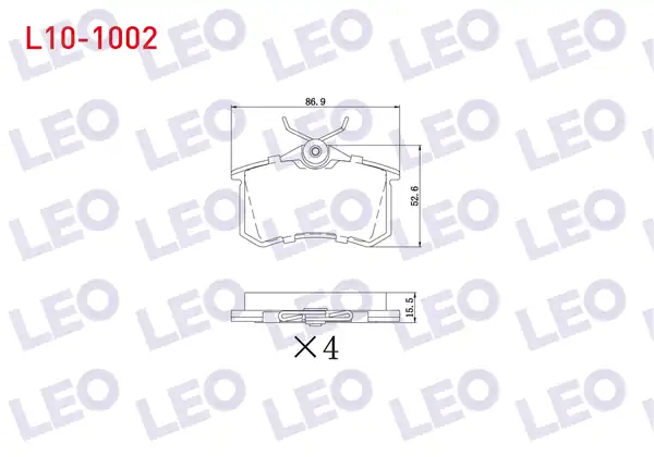 LEO L10-1002 | Fren Balata Arka 15 5mm Golf IV