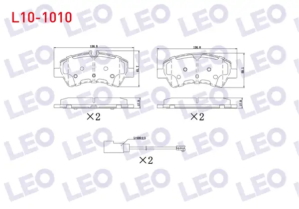 LEO L10-1010 | Fren Balata Fişli Arka Ford Tourneo Custom V362 2 2 TDCI 17 6mm 2012