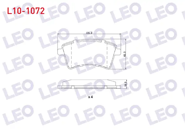 LEO L10-1072 | Fren Balata Ön Renault Kangoo Kw0 1 1 5 dCi 2008 Mercedes Cıtan 415 109 CDI 2012 Cıtan 415 108 CDI 2012