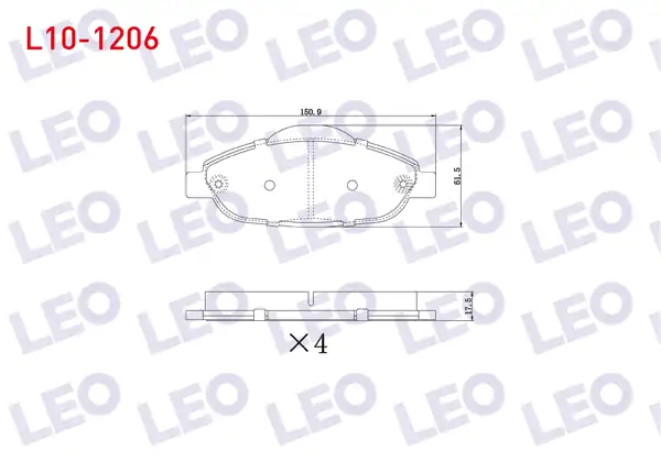 LEO L10-1206 | Fren Balata Ön Peugeot 308 (4A,4C) 1.6 HDI-1.6 VTI-1.6 Thp 2007-2013 / 3008 1.6 HDI-1.6 2009-/ 5008 1.6 HDI 110 Hp 2009 -