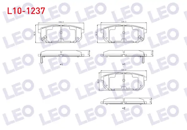 LEO L10-1237 | Fren Balata Arka Ikazlı Kia Sorento I (Jc) 2.4İ 2002-2009 / Kia Sorento I (Jc) 2.5 CRDI 2002-2009