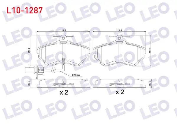 LEO L10-1287 | Fren Balata Ön Fişli VW Passat