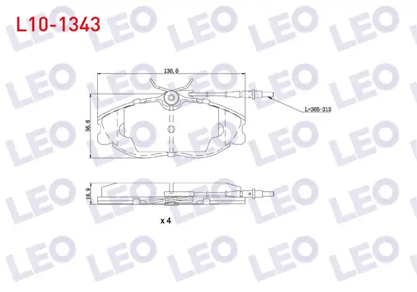 LEO L10-1343 | Fren Balata Ön Fişli Peugeot 406 (8B) 2.0İ 15 Jant 1995-2004 / 406 (8B) 2.0 HDI 15 Jant 1995-2004