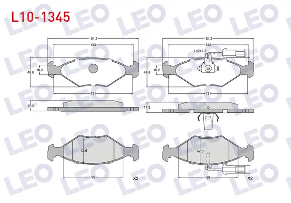 LEO L10-1345 | Fren Balata Fişli Ön Fiat Palio