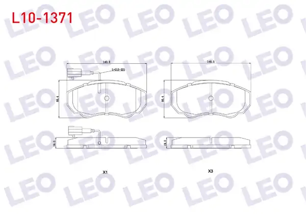 LEO L10-1371 | Fren Balata Ön Fişli Fiat Ducato 2.8 TDI 2002-2006 / Ducato 2.3 JTD 2002-2006 / Ducato 2.0 JTD 2002-2006 / Peugeot Boxer II 2.0 HDI 2002-2006 / Citroen Jumper II 1.9 D 2002-2006 / Jumper II 2.8 HDI 2002-2006