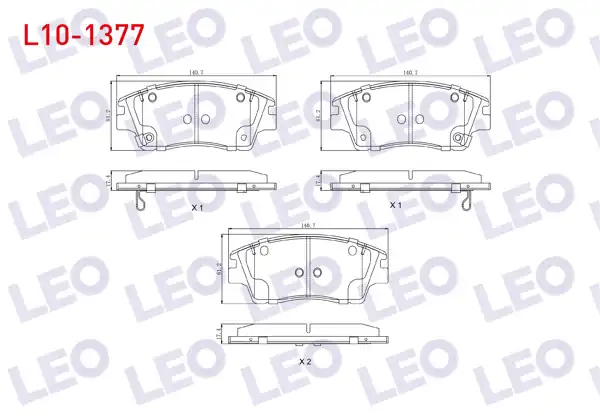 LEO L10-1377 | Fren Balata Ön Ikazlı Tel Delikli Hyundai Tucson (Tle) 1.6 T-GDI 2015-/ Tucson (Tle) 1.6 GDI 2015-/ Tucson (Tle) 2.0 CRDI 2015-/ Kia Sportage (Ql) 1.6 GDI 2015-/ Sportage (Ql) 2.0 CRDI 2015 -