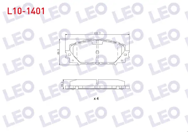 LEO L10-1401 | Fren Balata Ön Toyota Yaris (P9) 1.0 Vvt-I 2006-2010 / Yaris (P9) 1.33 Vvt-I 2006-2010
