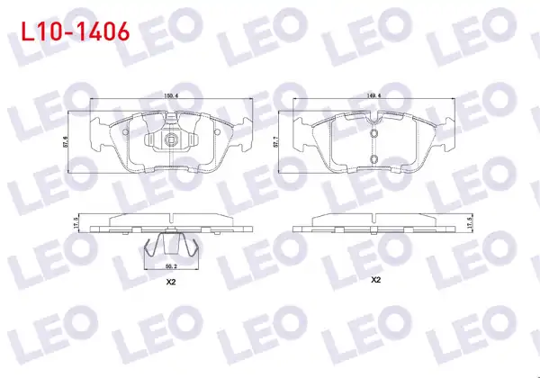 LEO L10-1406 | Fren Balata Ön BMW 1 Serisi (E87) 120 İ 2003-2012 / 3 Serisi (E90) 318 D 2005-2011 / (E90) 316 İ 2005-2011 / (E90) 325 İ 2005-2011 / (E90) 335 D 2005-2011 / (E90) 316 Ti 2005-2011 / (E90) 318 Cl 2005-2011