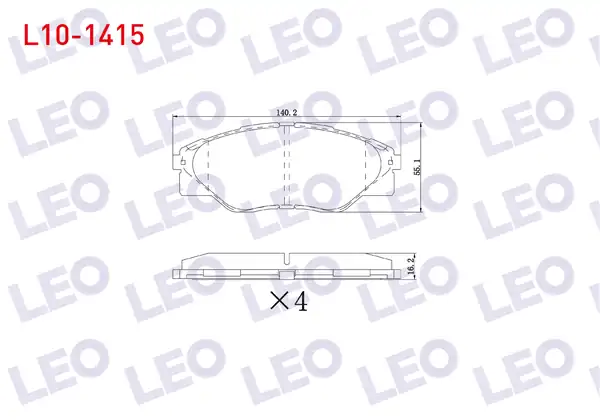LEO L10-1415 | Fren Balata Ön Toyota Hi Lux Pick Up Tgn1_ Ggn2_ Ggn1_ Kun2_ Kun1_ 2 5 D 4d 4x2 15 60mm 2005