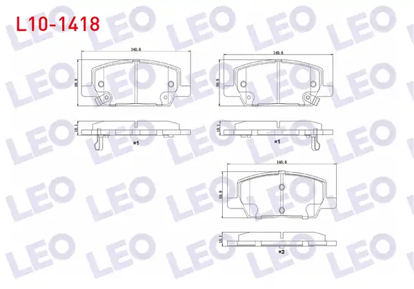 LEO L10-1418 | Fren Balata Ön Ikazlı Opel Mokka 1.4-1.6-1.6 CDTI 2012-/ Mokka X 1.6 CDTI 2012 -