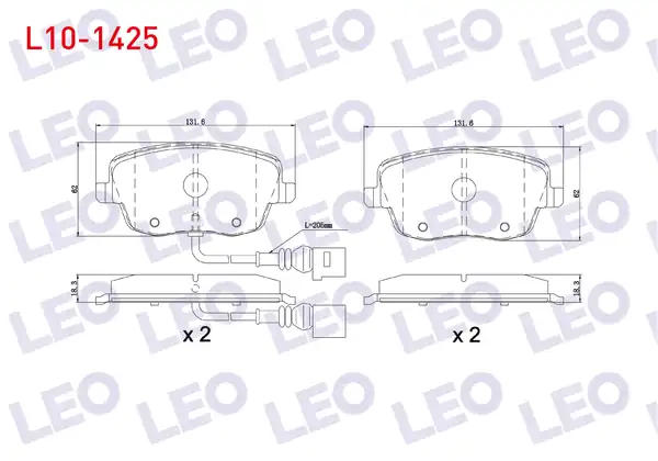 LEO L10-1425 | Fren Balata Ön Fişli VW Polo