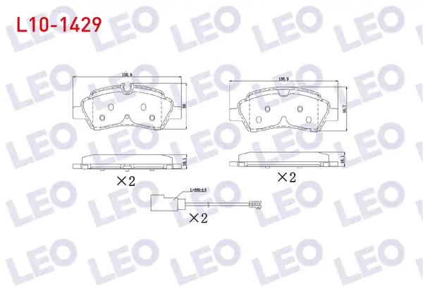 LEO L10-1429 | Fren Balata Fişli Arka Ford Transit Çift Teker 2 2 TDCI 17 00mm 2014