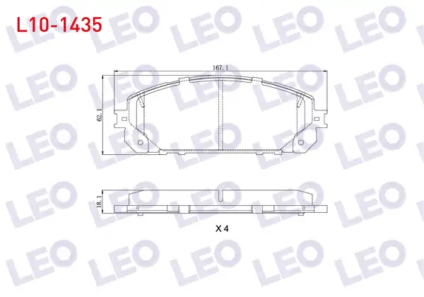 LEO L10-1435 | Fren Balata Ön Tel Delikli Jeep Cherokee (Kl) 2.0 Crd 2014-/ Cherokee (Kl) 3.2 V6 2014 -