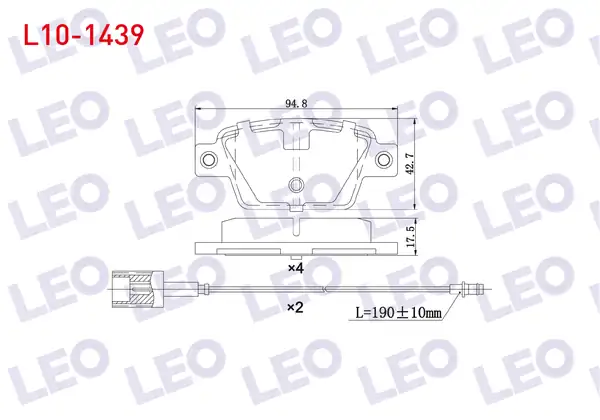 LEO L10-1439 | Fren Balata Çift Fişli Arka Fiat Bravo II 198 1 6 Mjt 17 3mm 2006
