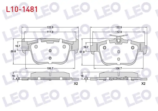 LEO L10-1481 | Fren Balata Arka 300mm Disk VW Golf VIII-Caddy V 2020-/ Skoda Octavia IV (Nx3) 2020-/ Seat N (Kl1) 2019-/ Audi A3 Sportback (8Ya) 2019-/ Cupra Formentor 1.5 TSI 2020 - | 1 Adet