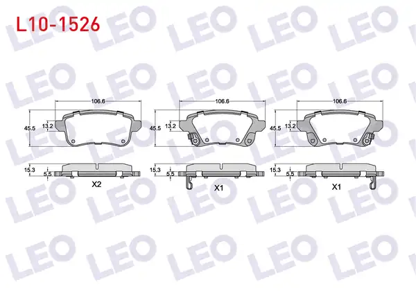 LEO L10-1526 | Fren Balata Arka Ikazlı 16mm Renault Captur II 2020 Zoe 2012