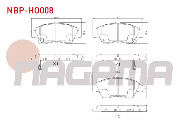 NAGAMA Nbp Ho008 Fren Balata Ön Ikazlı Honda Civic VI 1 6i 1995 2001 Civic VI 1 5i 1995 2001 Civic VI 1 6 İ Vtec 1995 2001